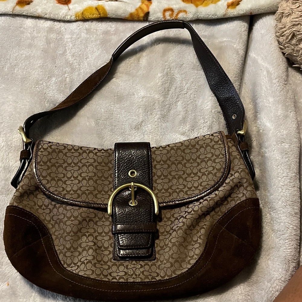 Coach Brown and Tan Shoulder Bag